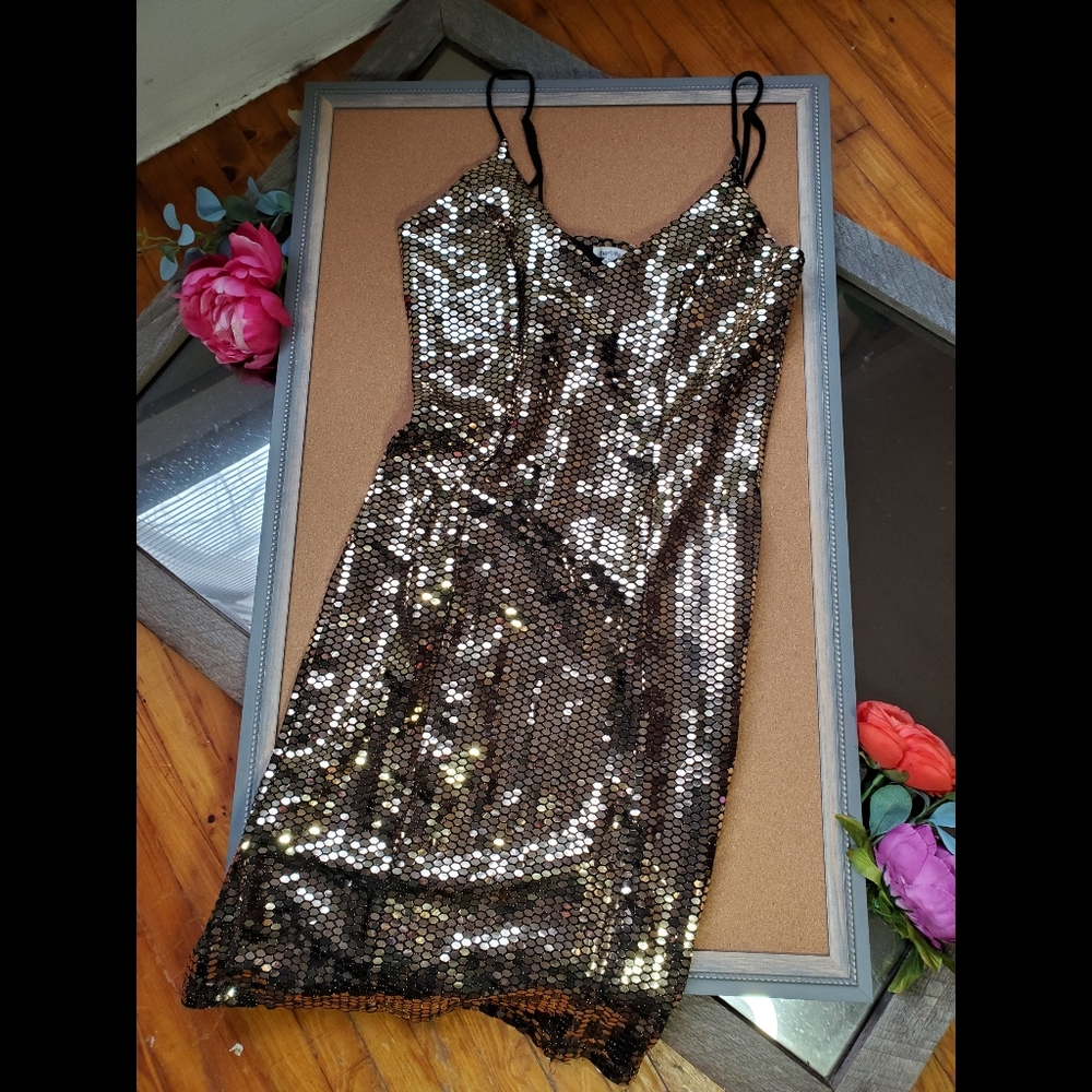 Charlotte Russe Gold Geometric Sequin Mini Dress
